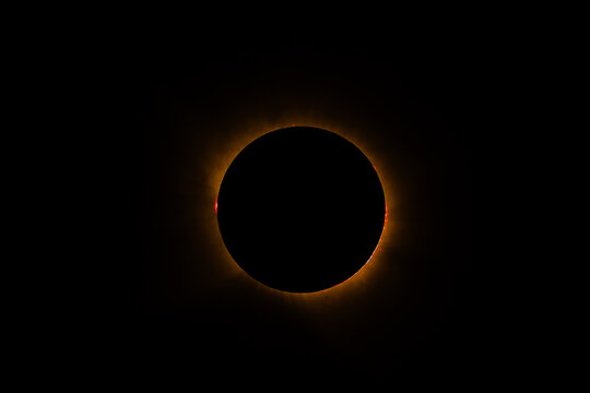 Different phases of the total solar eclipse that was seen in August 2026 in Asturias, a province of Spain