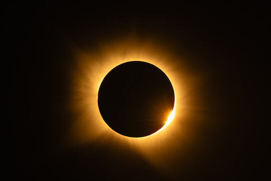 Different phases of the total solar eclipse that was seen in August 2026 in Asturias, a province of Spain