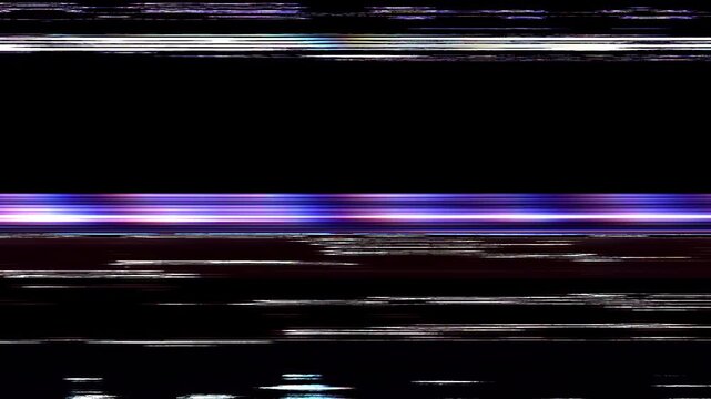 Corrupted TV screen transition showing futuristic error and VHS static