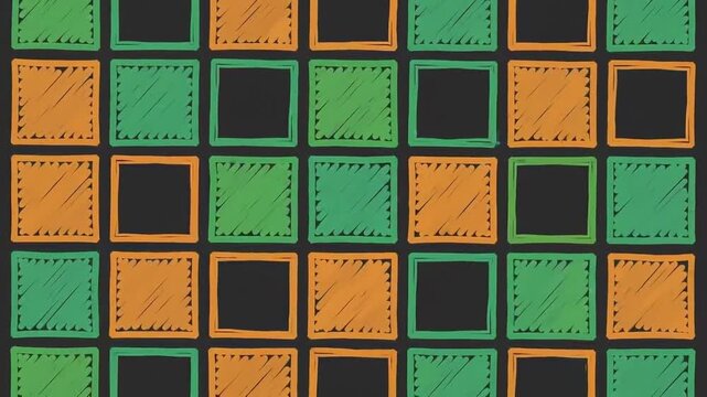 Abstract neon geometric pattern with vibrant scribbles