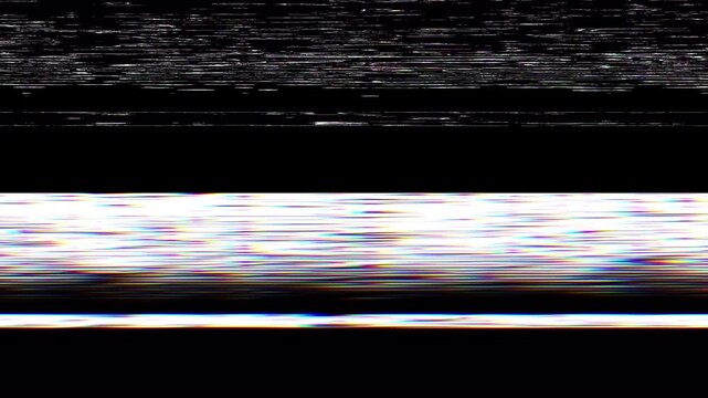 Modern glitch transition with bad signal error and vintage VHS distortion