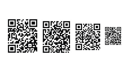 Fototapeta premium Code icon set featuring four black square matrix barcodes