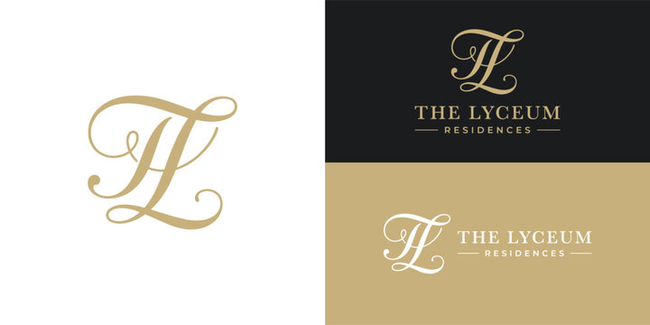 An elegant monogram featuring intertwining gold calligraphic letters 'T' and 'L' on a white background. Designed for luxury condominium branding.