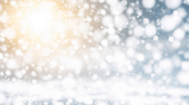 Winter atmosphere featuring weightless precipitation appearing as circular glowing bokeh with bright light