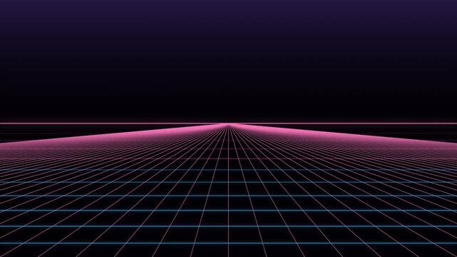 Perspectives grid lines moving forward to represent cyberspace journey for illustrating digital technology concepts and to demonstrate virtual reality environment.