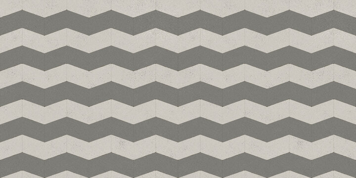 Seamless Pattern of Alternating Grey and Light Grey Chevron Zig-Zag Tiles with Fine Stone Texture. Background for Interior Design or Backdrop Graphics.