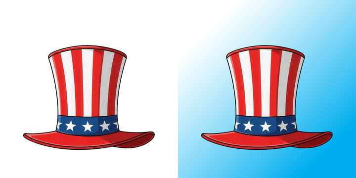 Pixel art uncle sam top hat with red white and blue stripes isolated on a white background