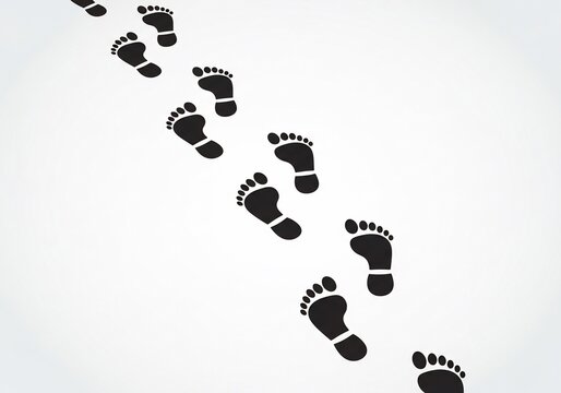Footprints Ascend: Simple graphic art, bold steps onward.