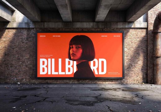 Billboard Mockup on Brick Wall