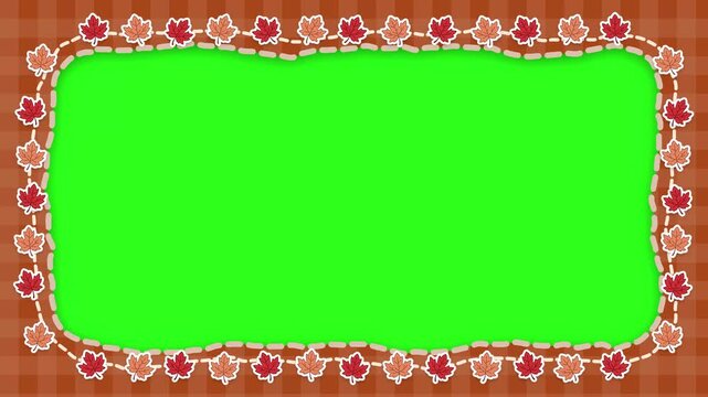 Autumn Maple Leaf Pattern Frame Animation with Green Screen