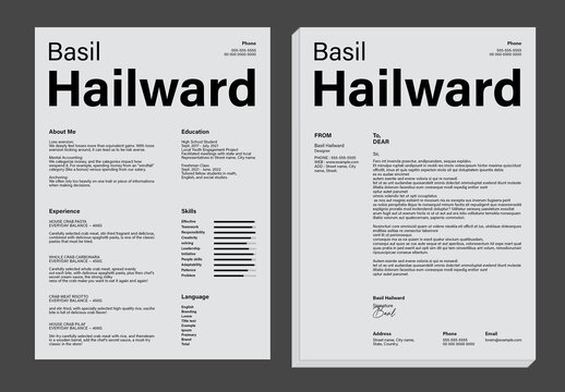 Minimal Creative Resume Template Layout