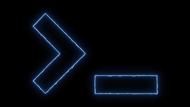 Prompt terminal neon glowing animation loop icon window code console command developer software programming coding motion isolated dark background