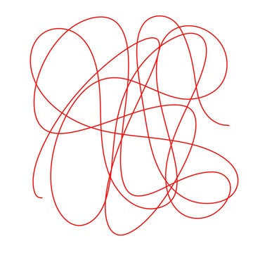 Illustration of a tangled red thread