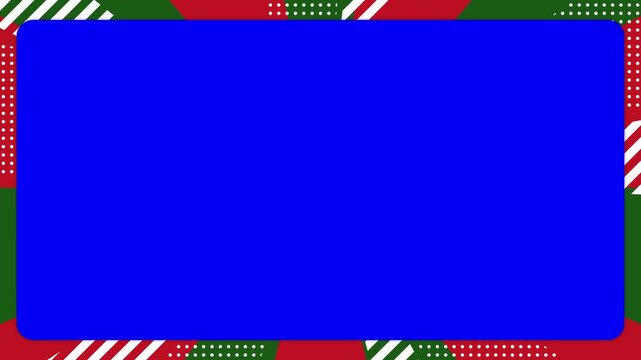 ドット模様やストライプが混ざったクリスマスカラーのフレームアニメーション
