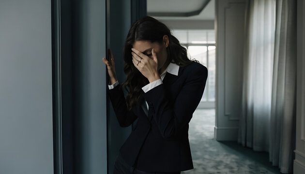 Stressed woman Experiencing Emotional Distress and Anxiety in an Home