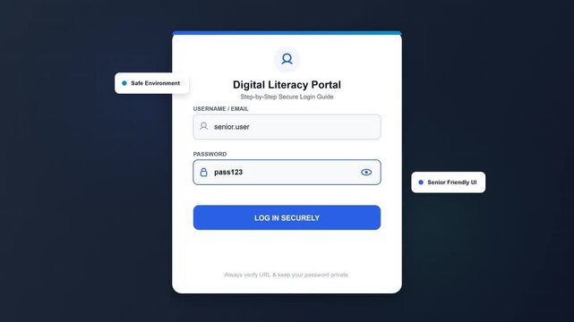 Digital Login Portal Interface Displaying Secure Access Features on Dark Background