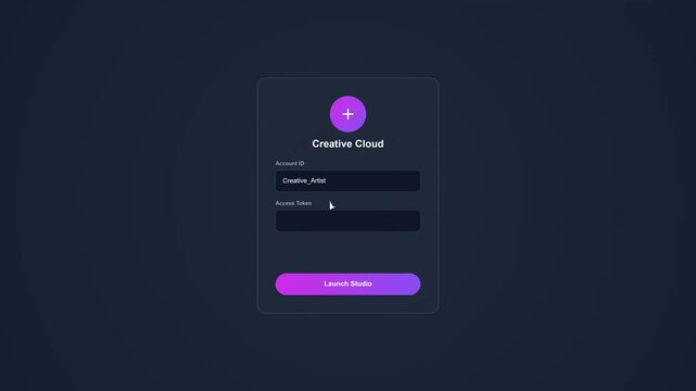 Digital interface login screen for cloud computing application in a dark environment