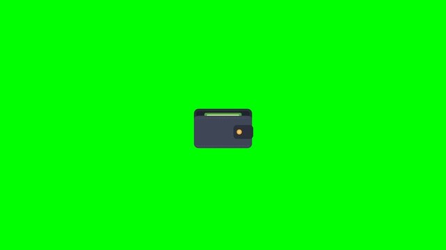 Small wallet icon bouncing animation on green screen background