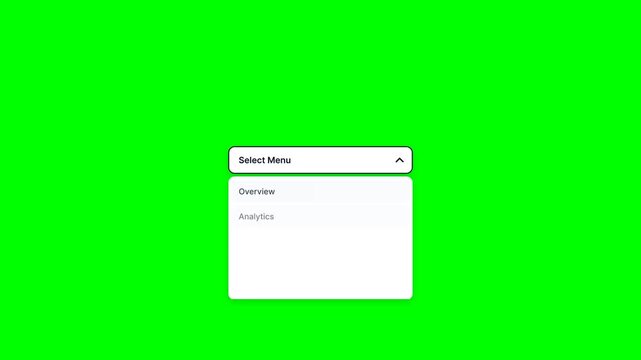 Minimal looping dropdown menu interface animation on green screen