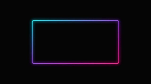 Glowing neon rectangle frame looping animation on black background