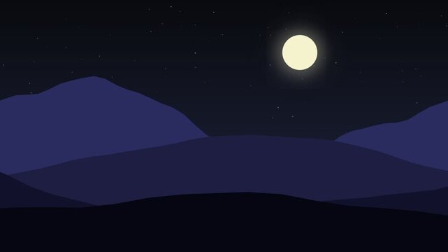 A stunning parallax animation of a mountain landscape with beautiful layered silhouettes and depth, creating a calm, atmospheric, and seamless looping nature background.