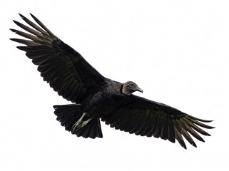 Obraz premium Black Vulture Bird Of Prey Soaring With Outstretched Wings Isolated