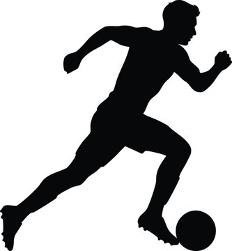 Football Player Kicking Ball Action Silhouette &ndash; Soccer Sport Vector