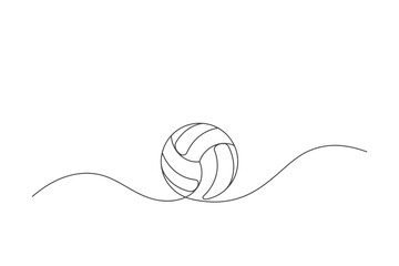 Fototapeta premium Continuous line drawing of a volleyball, minimalist sports design