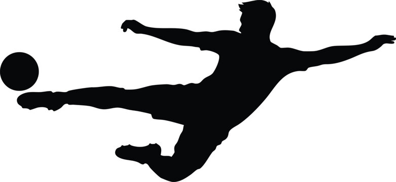 Football Player Kicking Ball Action Silhouette &ndash; Soccer Sport Vector