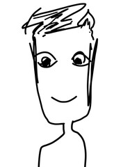 Minimal scribble line art drawing of a smiling person portrait © Artist Kalai