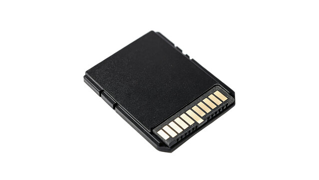 Black plastic ultra high speed SD memory card isolated on transparent background