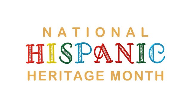 National hispanic heritage month text animation. Suitable for social media posts and presentations.