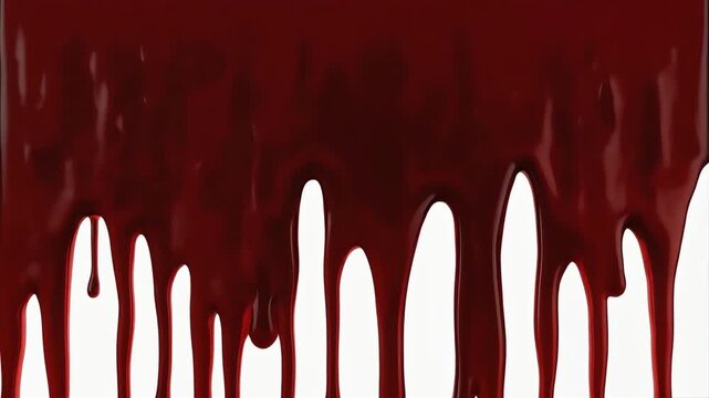Thick liquid chocolate dripping down slowly against a clean white background in this smooth high quality motion animation video clip