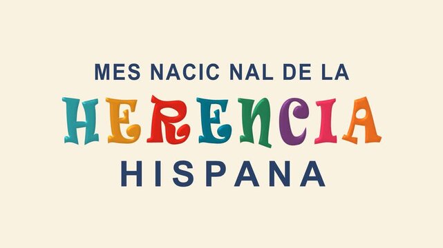 National hispanic heritage month text animation. Perfect for social media, presentations, videos, and events promotion.