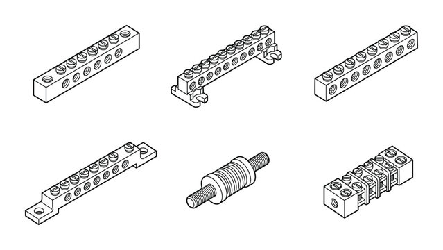 Terminal block wire connector outline drawing for electrical panels.