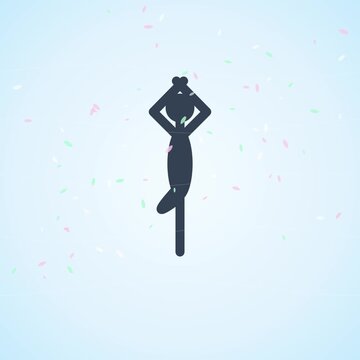 Minimalist vector icon: confident human figure crossing arms on light blue background.