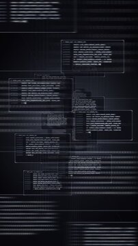 Vertical minimalist white code stream flying forward, modern software programming, devops pipeline architecture, cloud computing, database engineering, system backend, tech company presentationsv