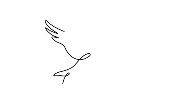 Continuous One Line Drawing of Flying Bird Minimalist Vector Art of Freedom Dove Seagull in Flight
