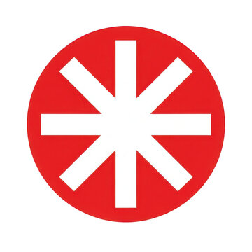 Red circle with white asterisk star symbol icon