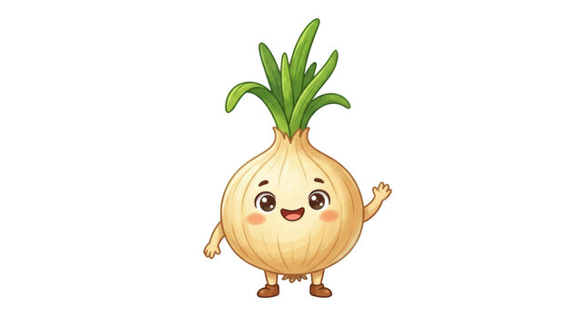 Cute cartoon onion character isolated on transparent background