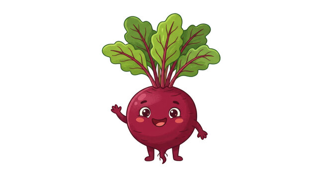 Cute beetroot cartoon character isolated on transparent background