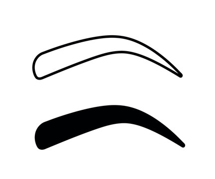 Female eyebrow makeup microblading shape set line icon