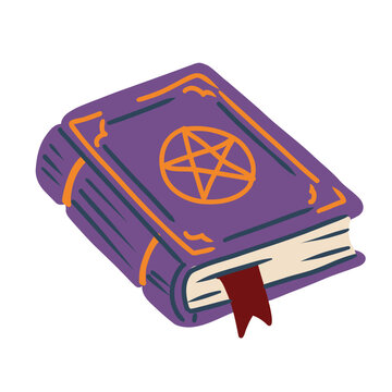 Hand drawn magical spellbook vector illustration isolated on white bakground.