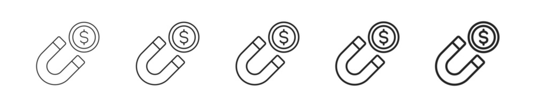 Attract vector icon in minimalist line style. Clean editable stroke illustration with geometric design and monochrome appearance, isolated on white background