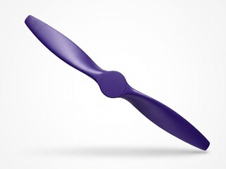 Obraz premium Violet aircraft propeller with two blades floating at an angle on white background, aviation concept product shot