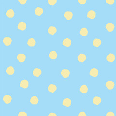 Playful cream polka dot pattern on soft blue background creating cheerful seamless design for nursery textiles wrapping paper wallpaper stationery and charming decorative projects © SpainArts