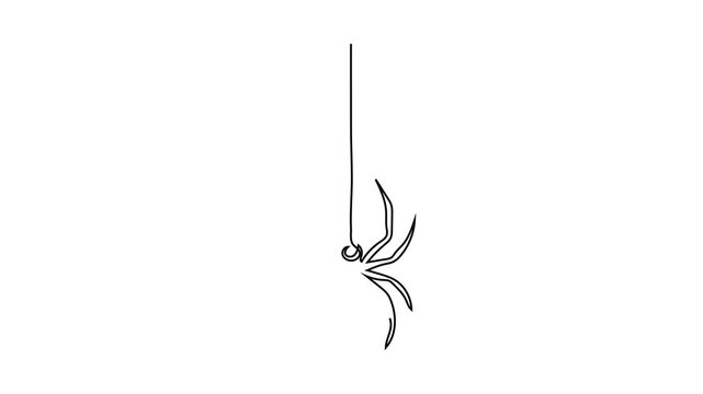 Continuous One Line Drawing of Spider Hanging on Thread Minimalist Halloween Arachnid Vector Art