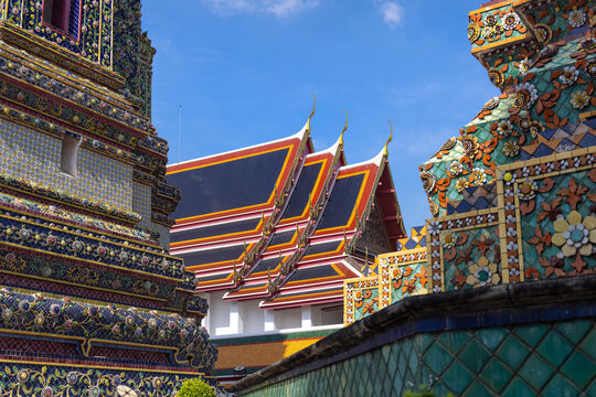 Ornate temple architecture and stupas at Wat Pho Bangkok