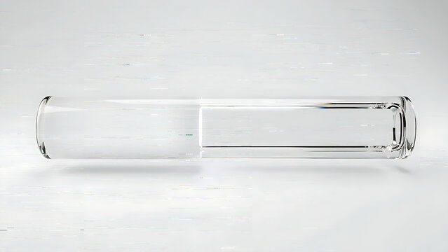 3D Render of a Transparent Glass Capsule Loading Bar Half Full with White Fill on Minimalist Grey Background