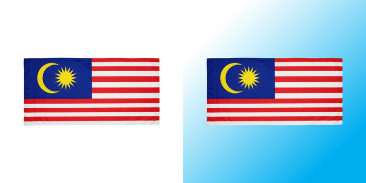 National flag of malaysia icon with stripes and moon star symbol on a simple square design